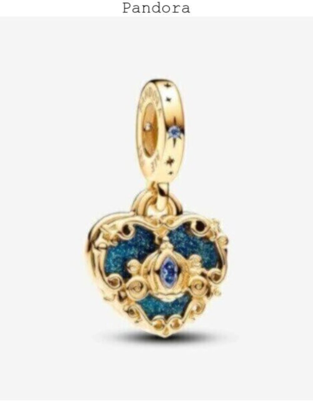 Pandora Cinderella's Carriage & Heart Double Dangle Charm
